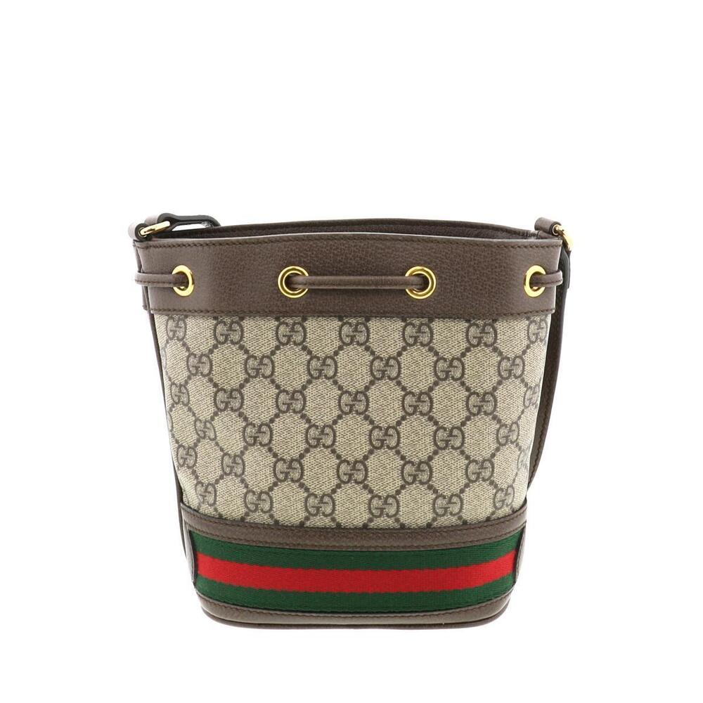 GUCCI Sherry GG Canvas Drawstring Bag Brown - Picture 3 of 5